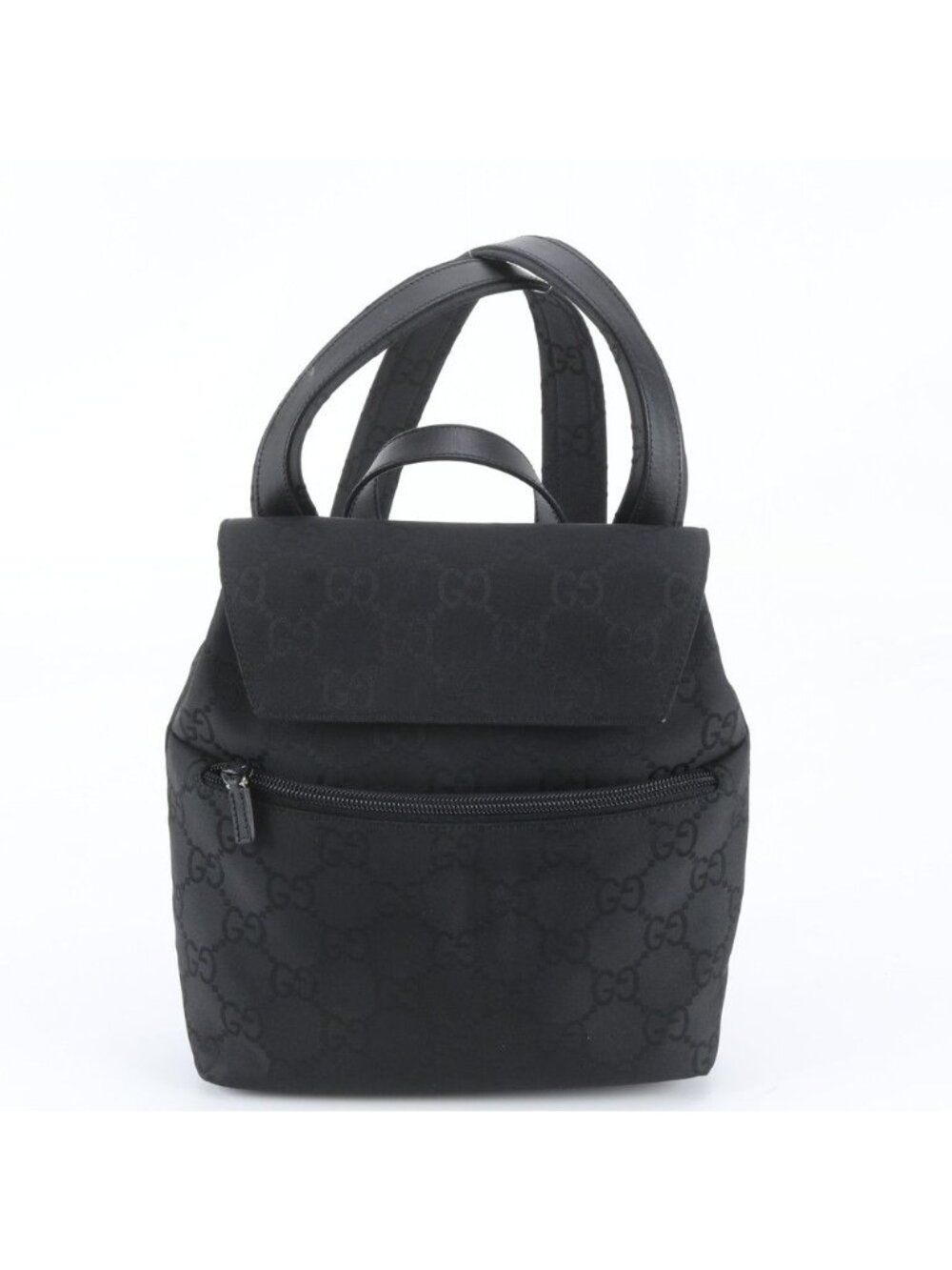 Gucci GG Nylon Leather Backpack Shoulder Bag Black